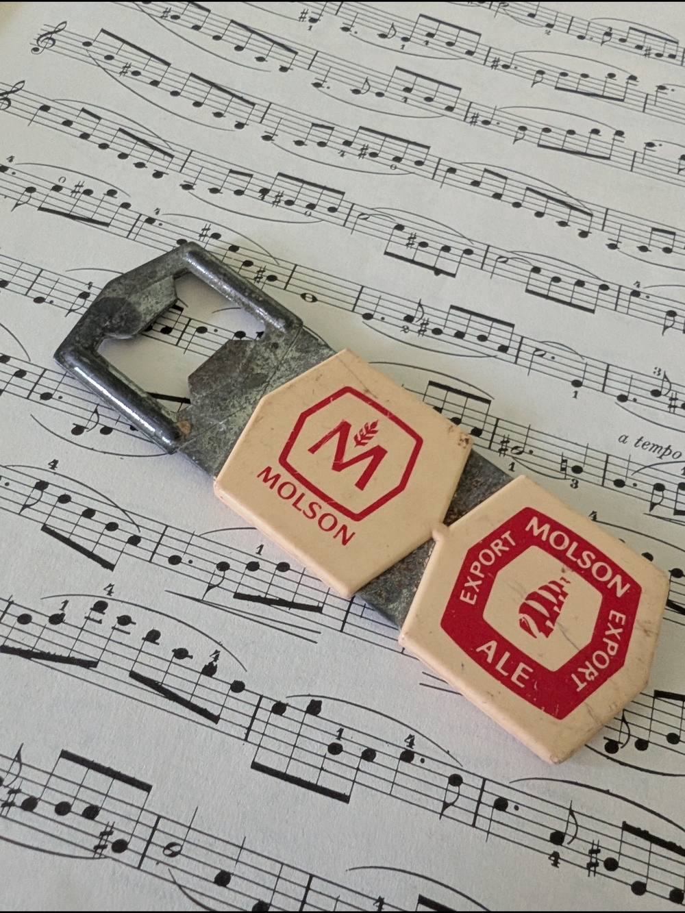 Cream and Red Vintage-Style Bottle Opener